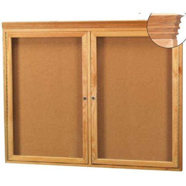 Aarco Aarco Products OBC3660RC Enclosed Bulletin Board with Natural Oak Frame and Crown Molding OBC3660RC